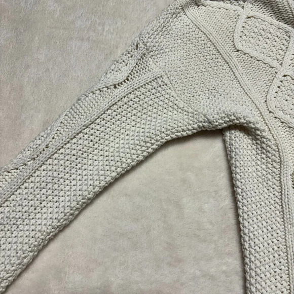 Madewell Classic Cable Open Knit Off White Crew‎ Neck Sweater Small - Picture 7 of 11